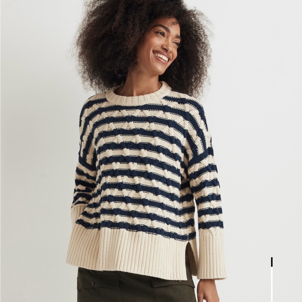 Madewell Navy and Cream Striped Sweater
